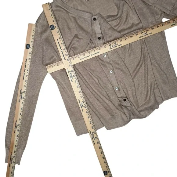 Garnet Hill Sweater Womens Large Linen Oatmeal Draped Capsule Cardigan Lagenlook - Picture 6 of 9